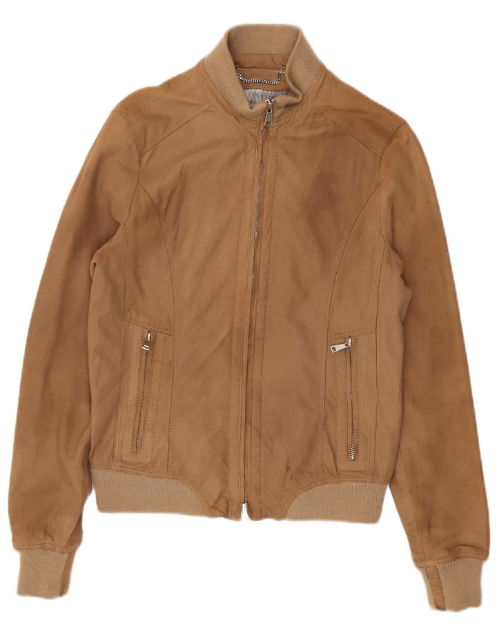 Vintage ženska bomber jakna od brušene kože IT 42 srednje smeđe kože