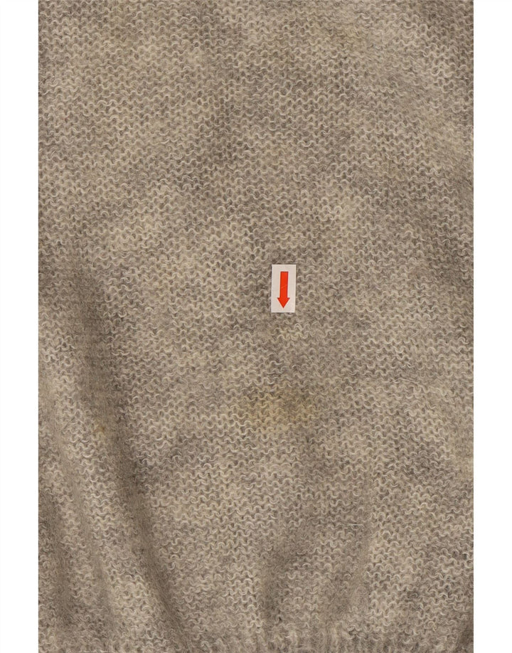 VINTAGE ženski džemper s kornjačastim ovratnikom UK 18 XL sivi cvjetni moher