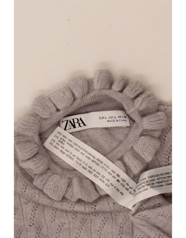 ZARA ženski kratki džemper s ovratnikom UK 14 Veliki ljubičasti najlon