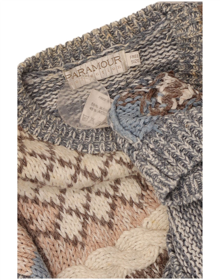 PARAMOUR Ženski kardigan pulover jedne veličine plavi patchwork Ramie