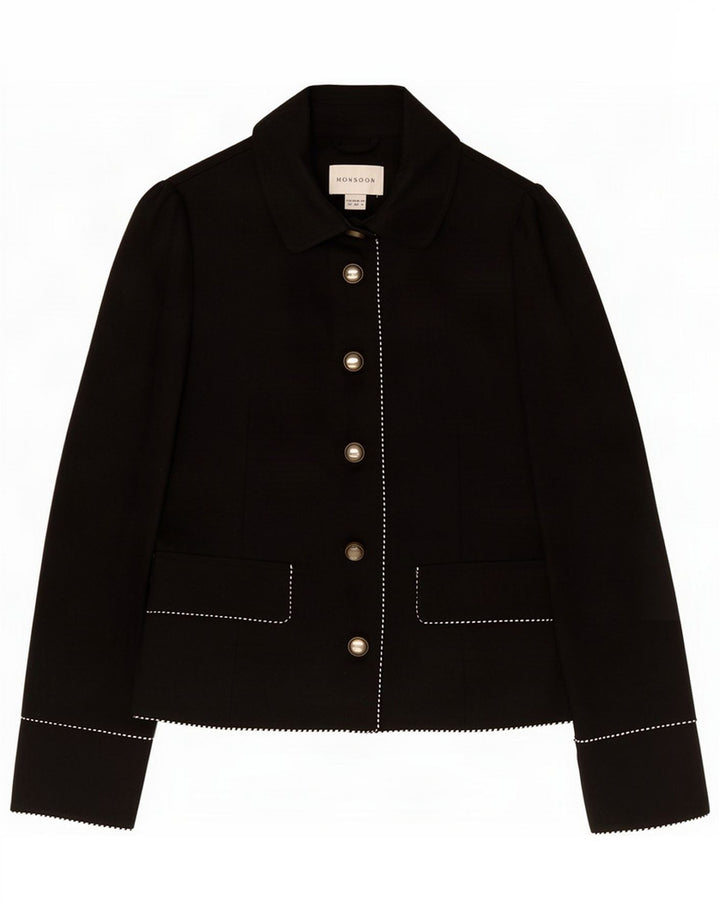 Monsoon ženska jakna sa 5 gumba UK 10 Small Black Cotton