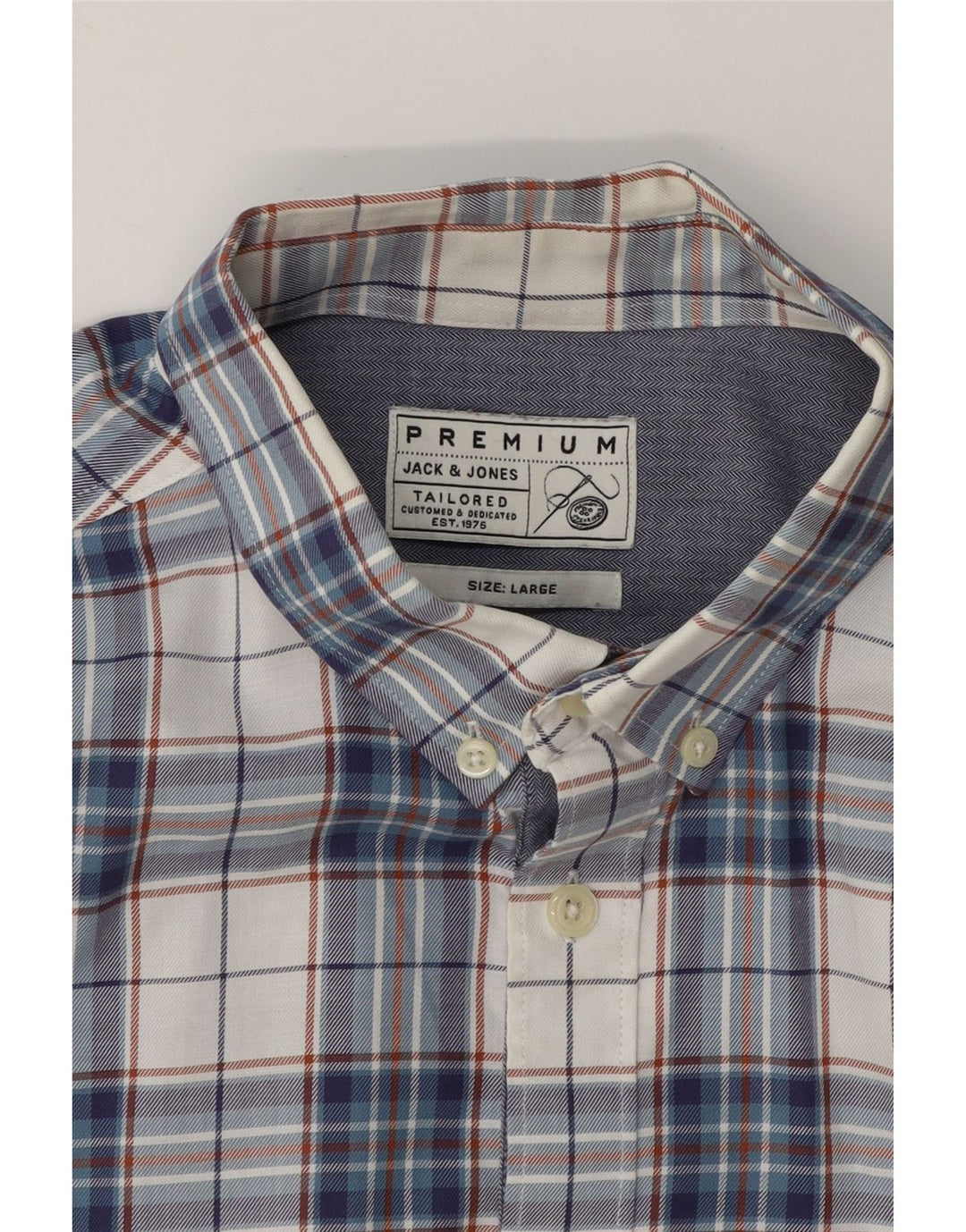 JACK & JONES Mens Flannel Shirt Large Blue Check Cotton Vintage Jack & Jones and Second-Hand Jack & Jones from Messina Hembry 