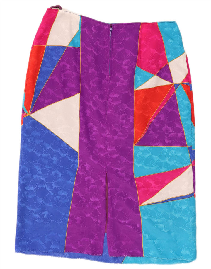 Vintage ženska ravna suknja W30 srednje raznobojna geometrijska