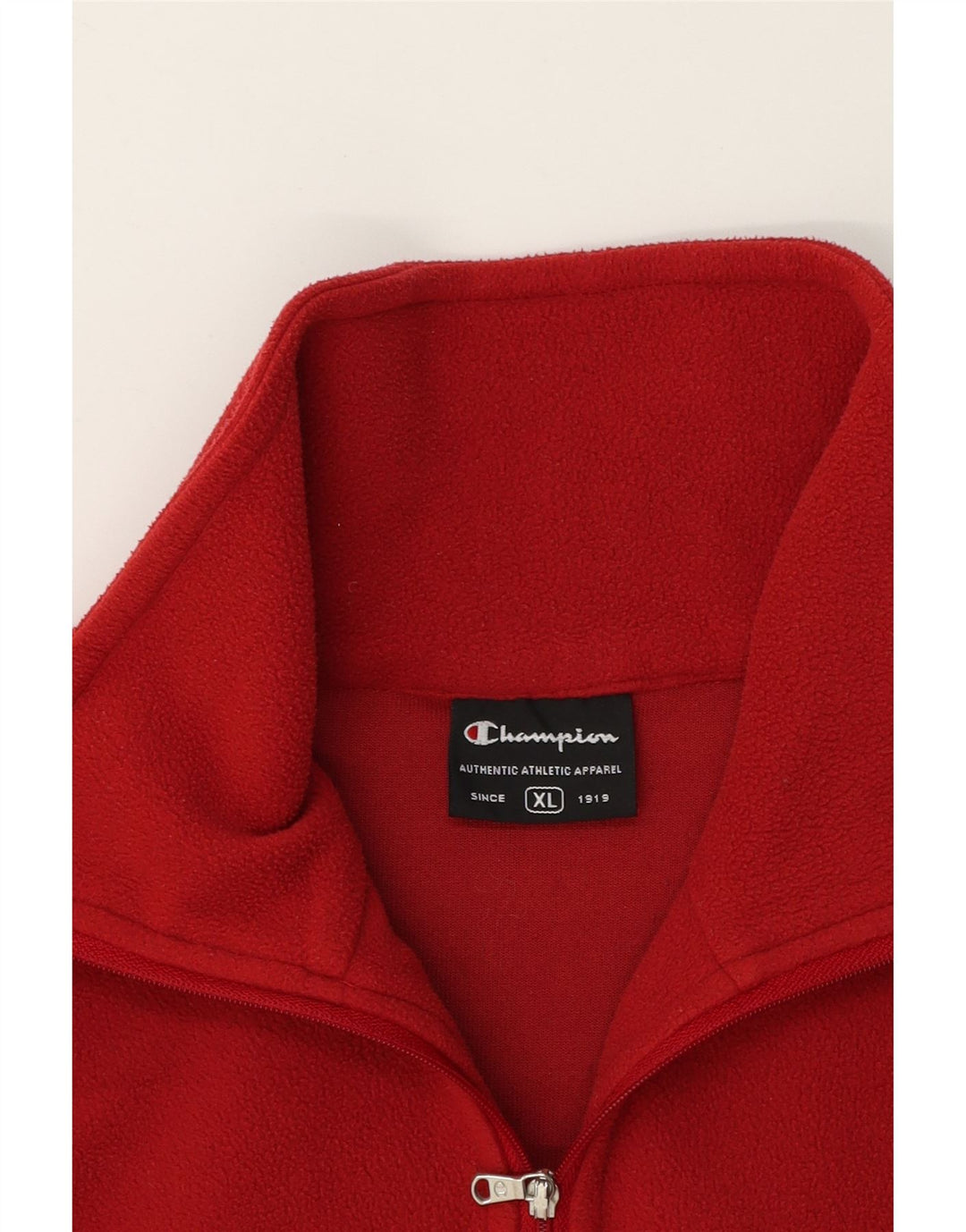 CHAMPION Mens Zip Neck Fleece Jumper XL Red Polyester Vintage Champion and Second-Hand Champion from Messina Hembry 