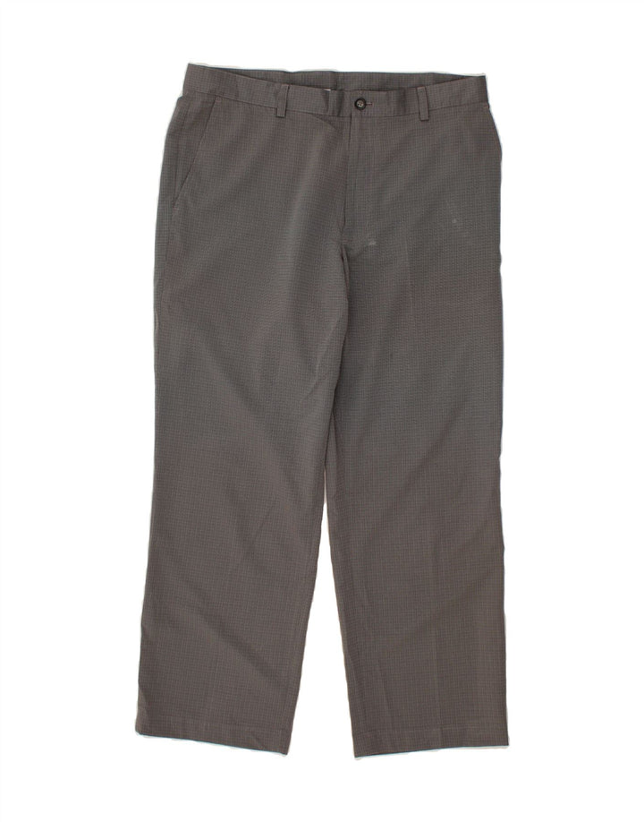 IZOD Mens Straight Chino Trousers W36 L30 Grey Check Polyester Vintage Izod and Second-Hand Izod from Messina Hembry 
