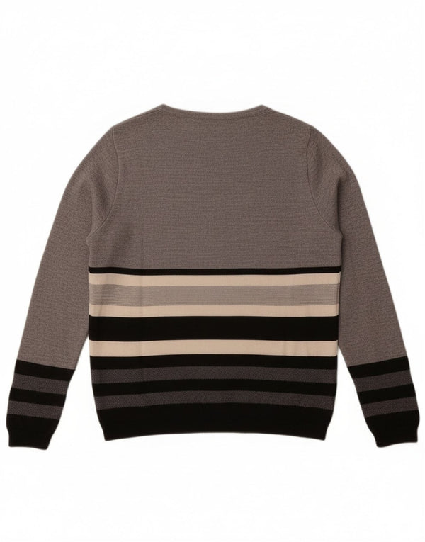 Perte by Krizia ženski džemper s veznim izrezom UK 14 srednje sive pruge