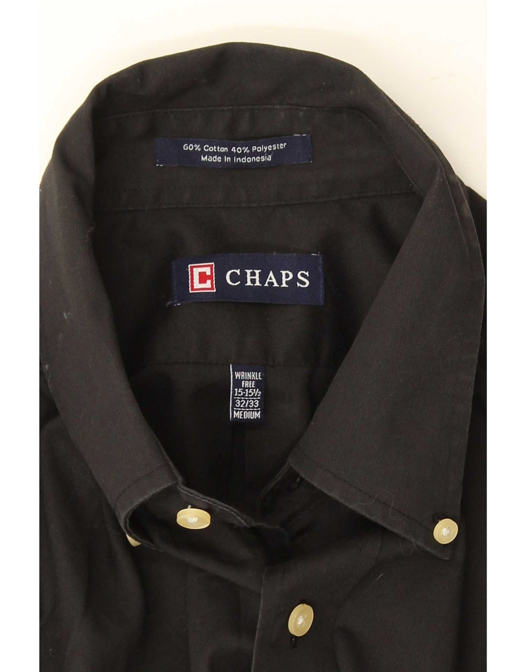 Chaps muška košulja veličine 15 1/2 srednje crni pamuk