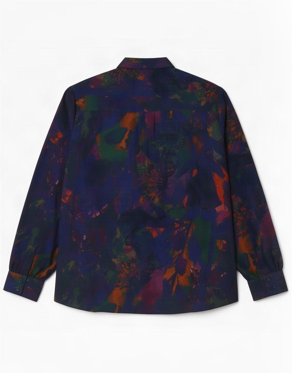 Paul Costelloe Womens Abstract Pattern Shirt Blouse UK 12 Medium Navy Blue