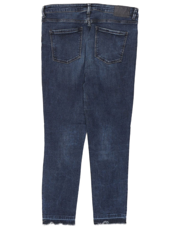 Zara Womens Distressed Skinny Jeans EU 40 Medium W30 L26 Navy Blue Cotton