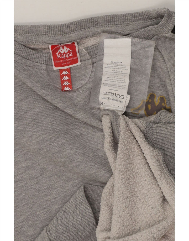 KAPPA Womens Graphic Sweatshirt Jumper UK 14 Medium Grey Cotton Vintage Kappa and Second-Hand Kappa from Messina Hembry 