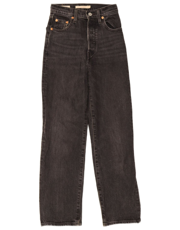 Levi's Womens High Rise Straight Jeans W23 L27 Grey Cotton