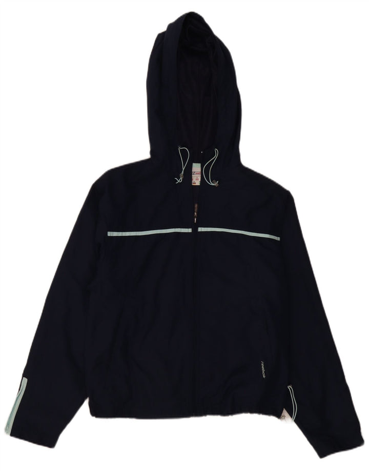 Reebok ženska kišna jakna s kapuljačom UK 14 Medium tamnoplavi poliester