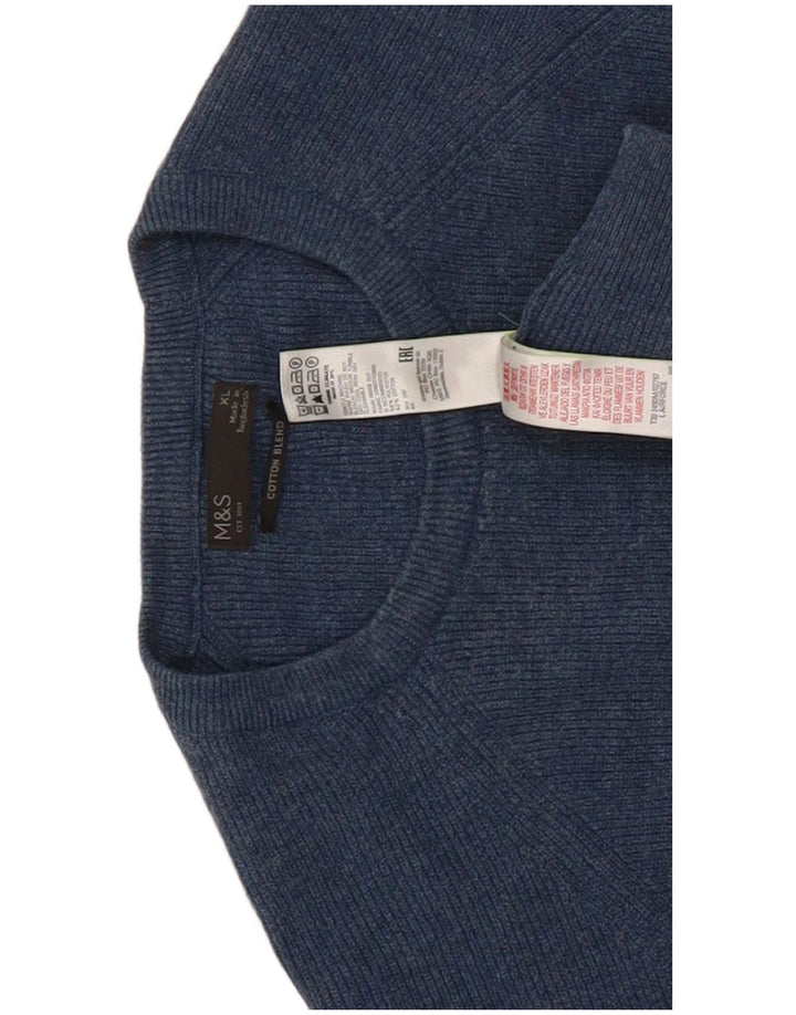 Marks & Spencer muški pulover s okruglim izrezom XL plavi poliester