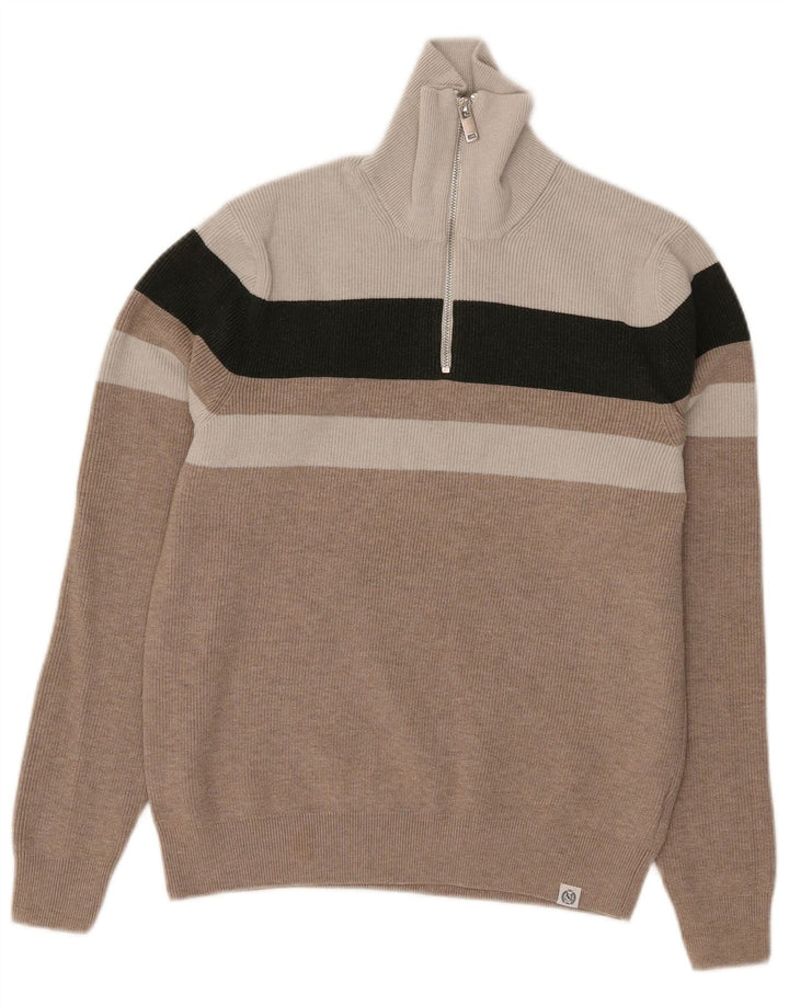 Marks & Spencer ženski džemper s izrezom s patentnim zatvaračem UK 10 Small Grey Colourblock
