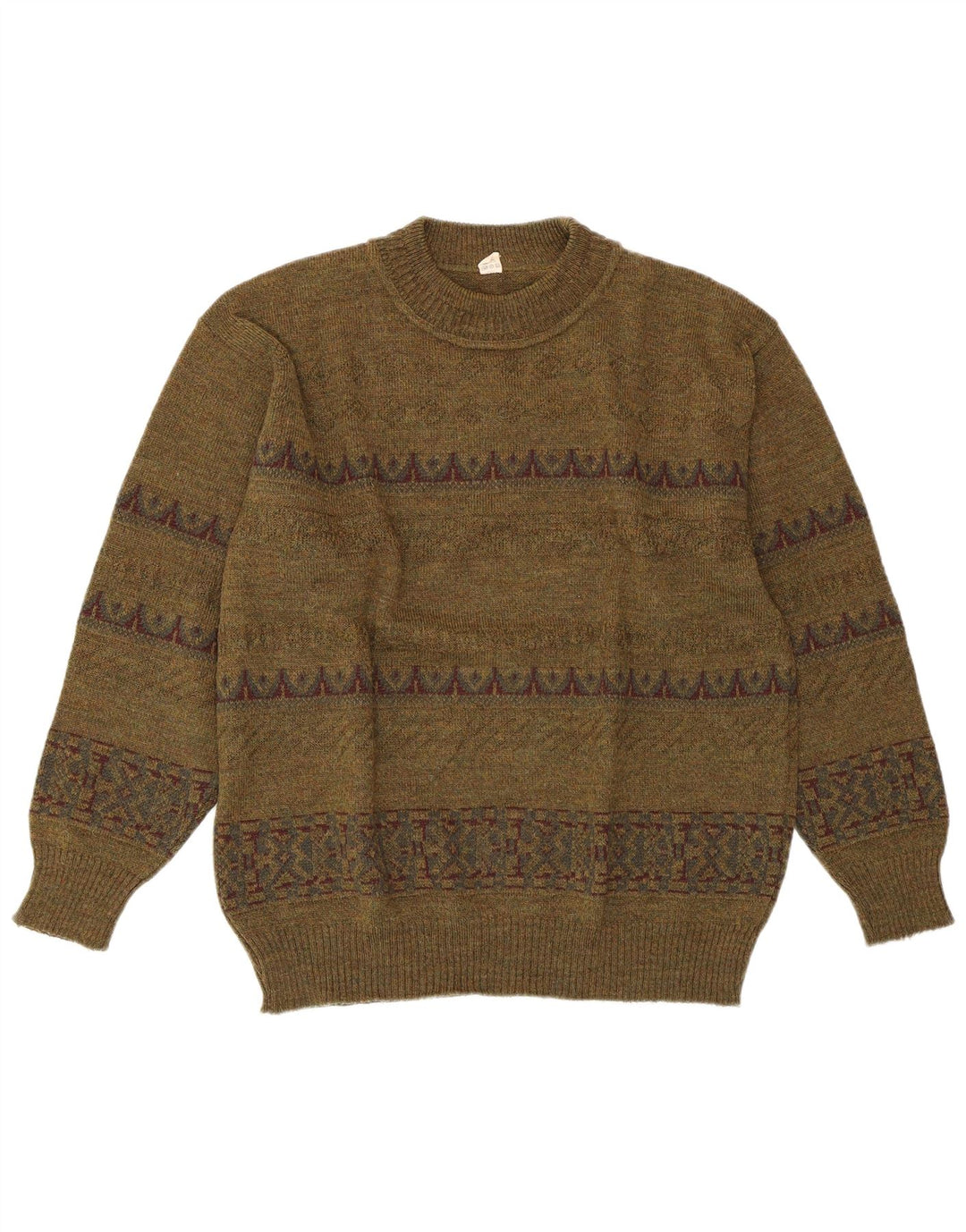 VINTAGE ženski džemper s okruglim izrezom IT 52 2XL Zeleni geometrijski