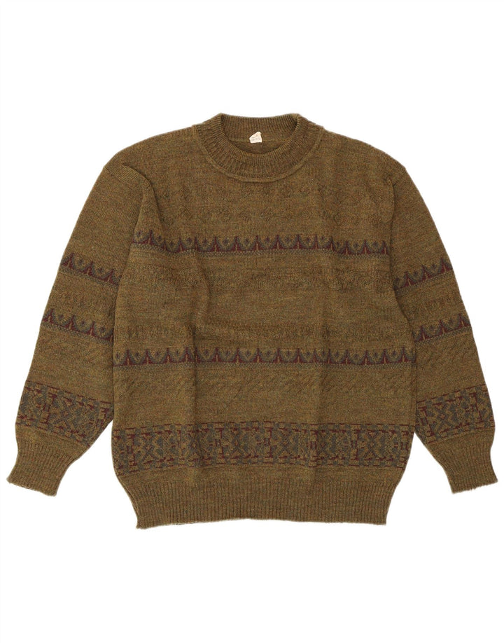 VINTAGE ženski džemper s okruglim izrezom IT 52 2XL Zeleni geometrijski