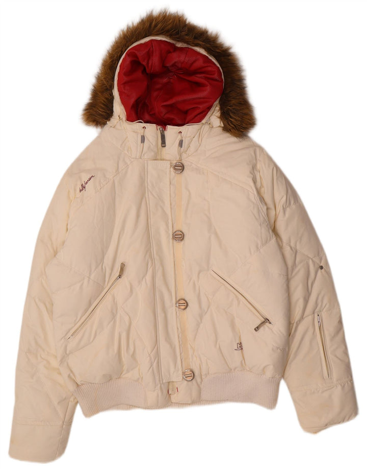 Ženska podstavljena jakna s kapuljačom Helly Hansen UK 18 XL od bijelog najlona