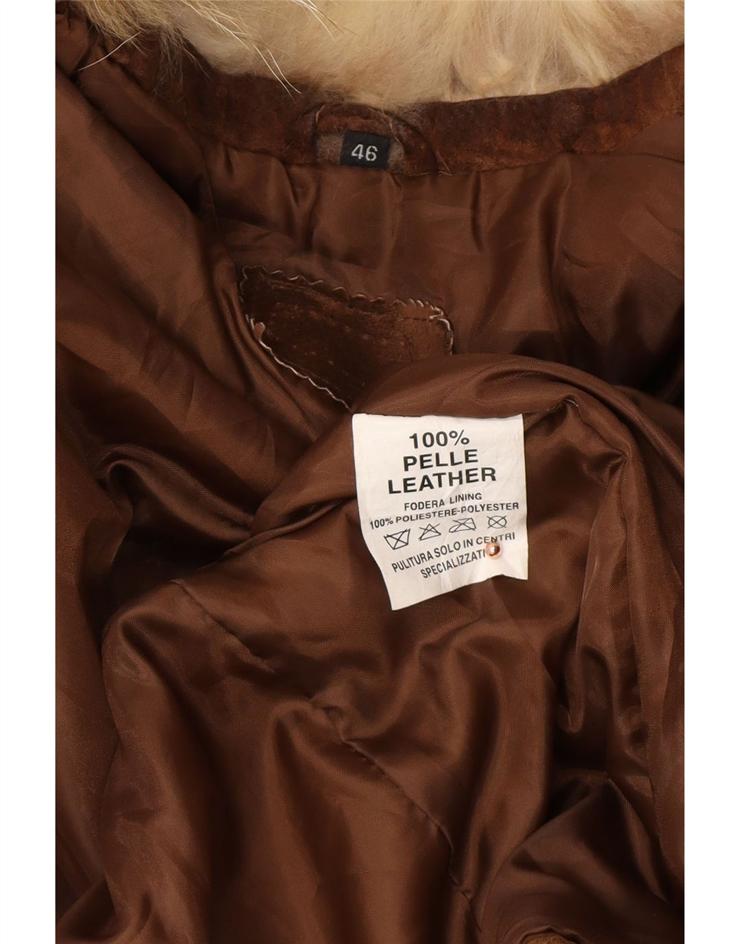 VINTAGE ženska otvorena antilop jakna IT 46 velika smeđa koža