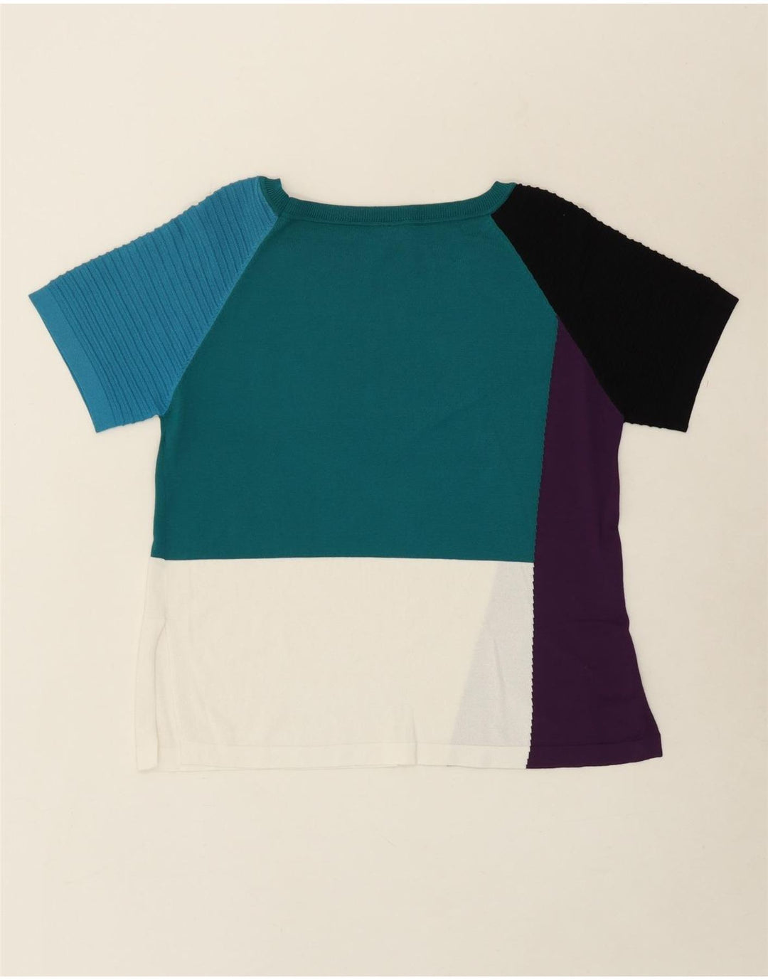 BENETTON Womens Boat Neck Jumper Sweater UK 12 Medium Multicoloured Vintage Benetton and Second-Hand Benetton from Messina Hembry 