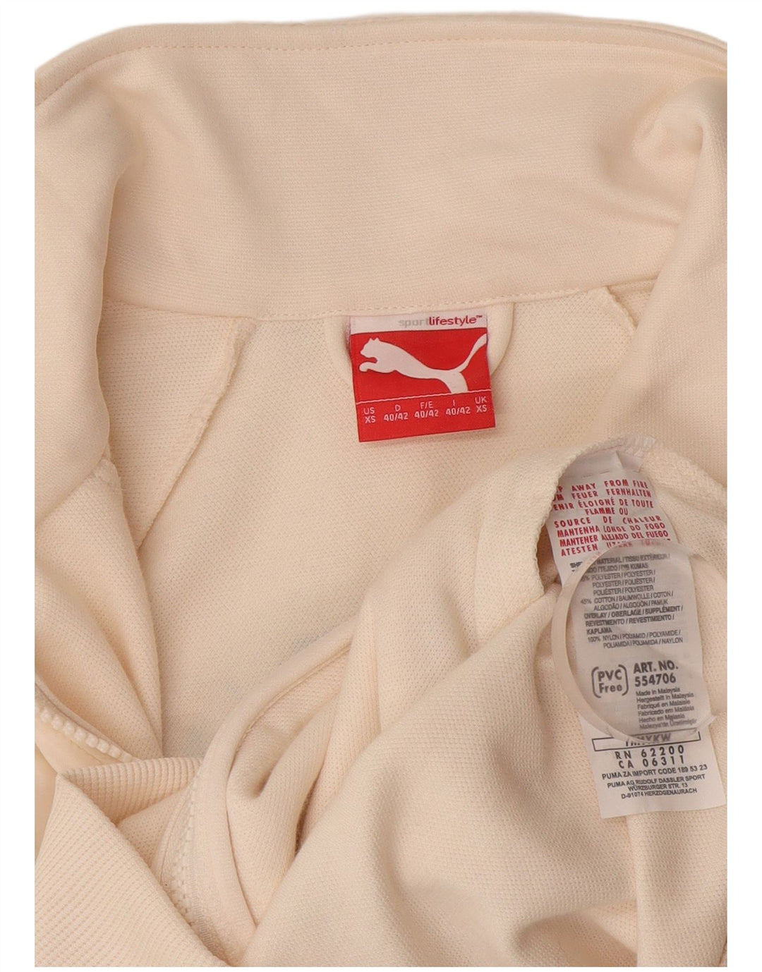 Puma ženska gornja jakna trenirke UK 6 XS bijeli poliester