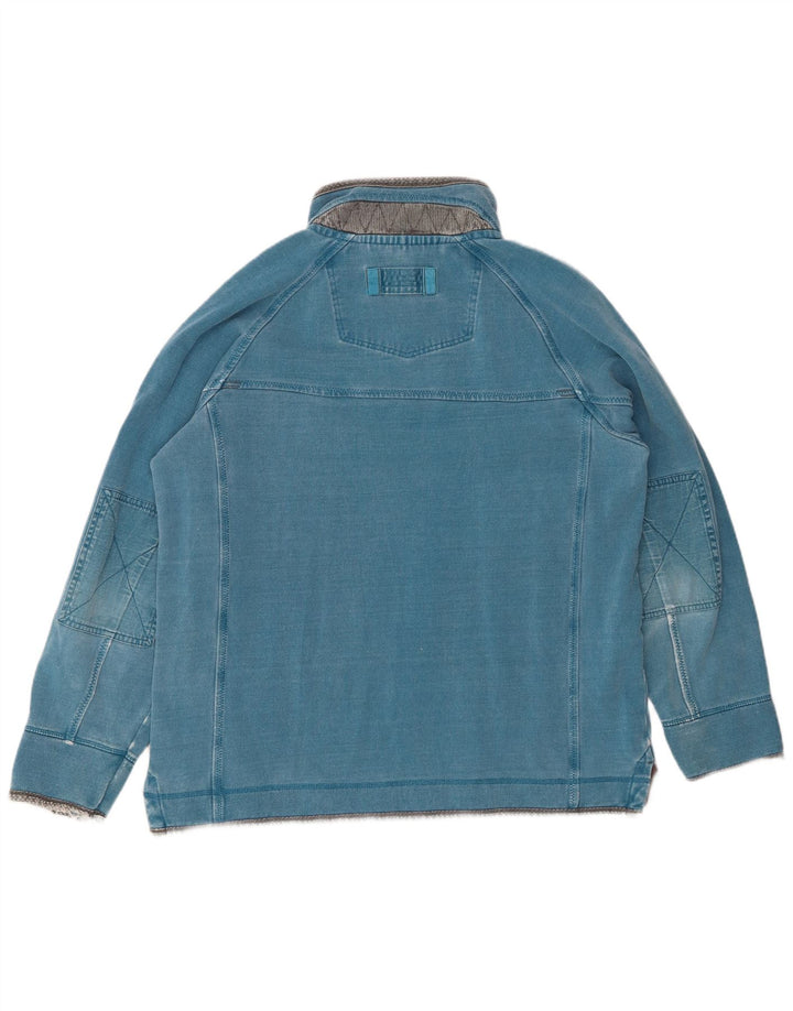 FAT FACE Veliki plavi pamuk, muška majica s izrezom s patentnim zatvaračem