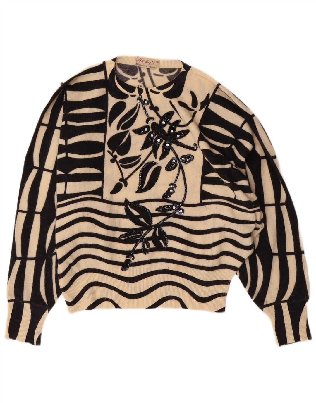 MARLY'S ženski džemper s okruglim izrezom u obliku šišmiša EU 46 XL bijeli cvjetni