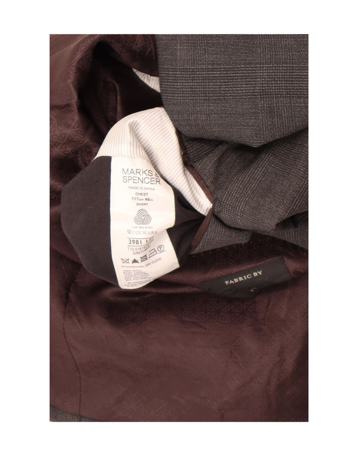 Marks & Spencer muška jakna sako s 2 gumba UK 46 XL siva karirana vuna