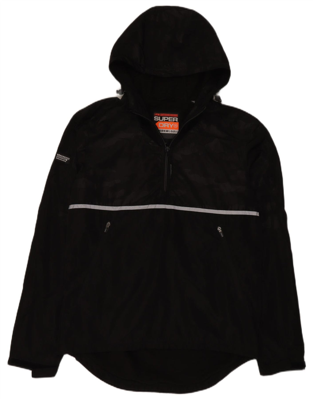 Superdry muška kišna jakna s kapuljačom UK 40 veliki crni poliester