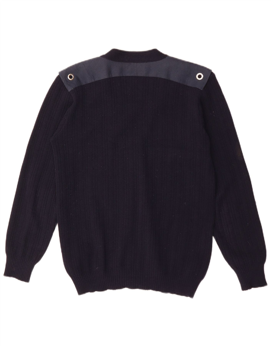 Vintage muški kardigan džemper srednje tamnoplave boje od blokova vune