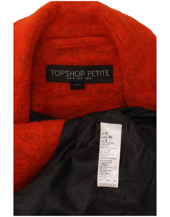 TOPSHOP Womens Petite Overcoat UK 8 Small Red Wool