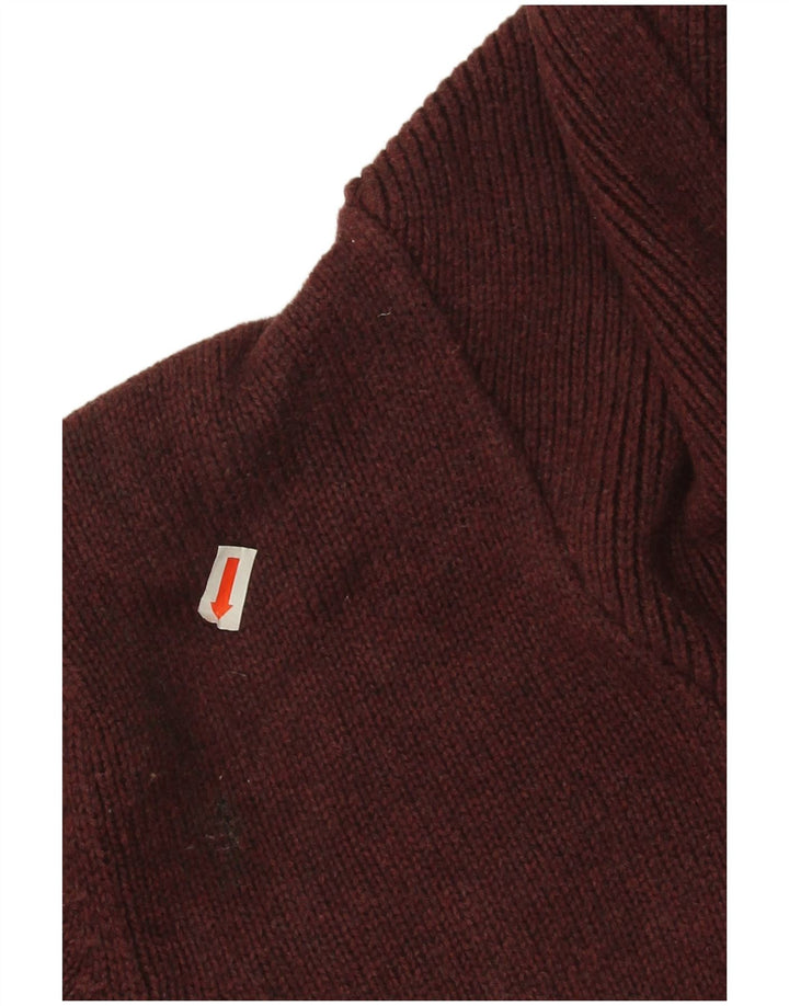 Marks & Spencer Mens Blue Harbour Shawl Neck Jumper Sweater Medium Burgundy
