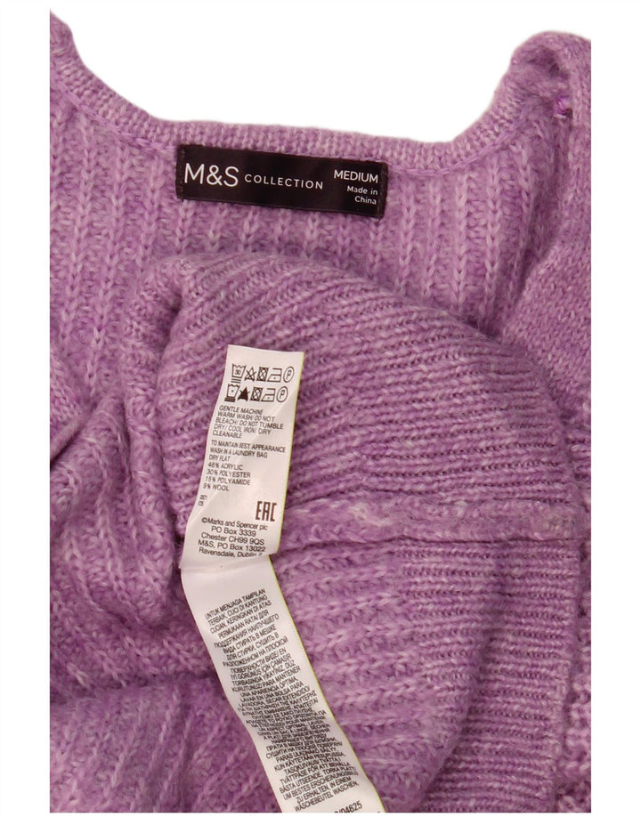 Marks & Spencer ženski veliki džemper s V-izrezom UK 14 srednje ljubičasta