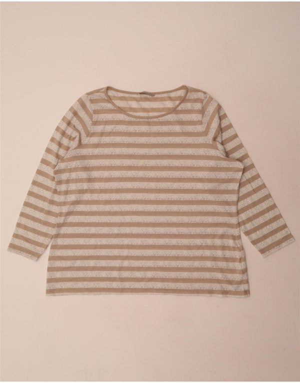 Marks & Spencer ženska majica dugih rukava UK 24 4XL bež prugasta viskoza