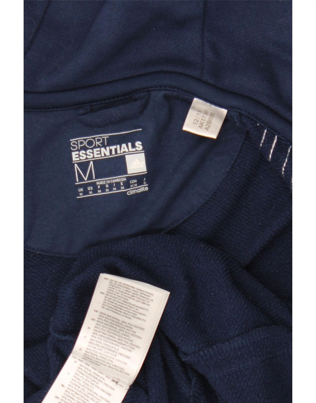 ADIDAS muški džemper s kapuljačom s patentnim zatvaračem srednje tamnoplave boje od poliestera