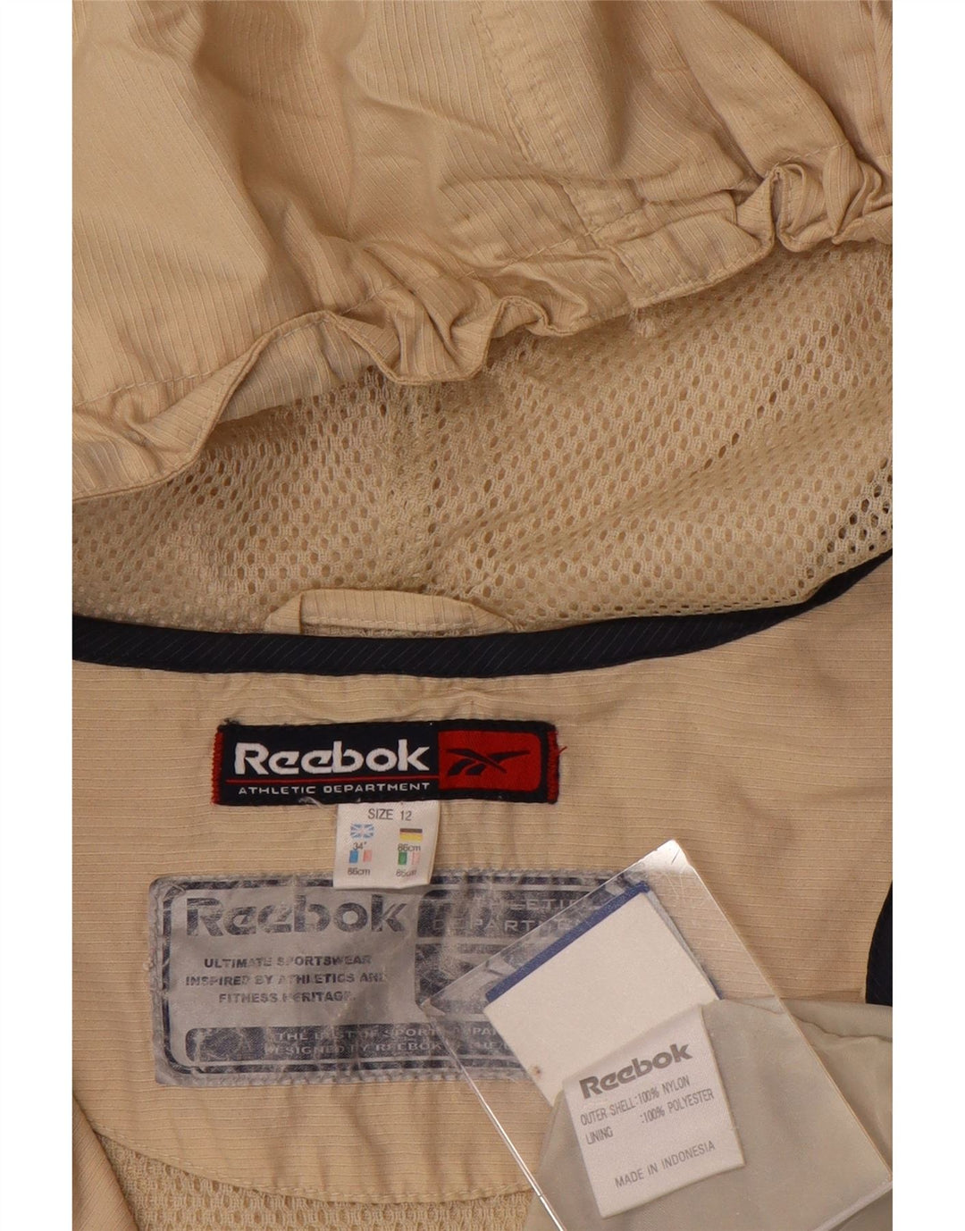 Reebok ženska kišna jakna s kapuljačom UK 12 Medium Beige Colourblock