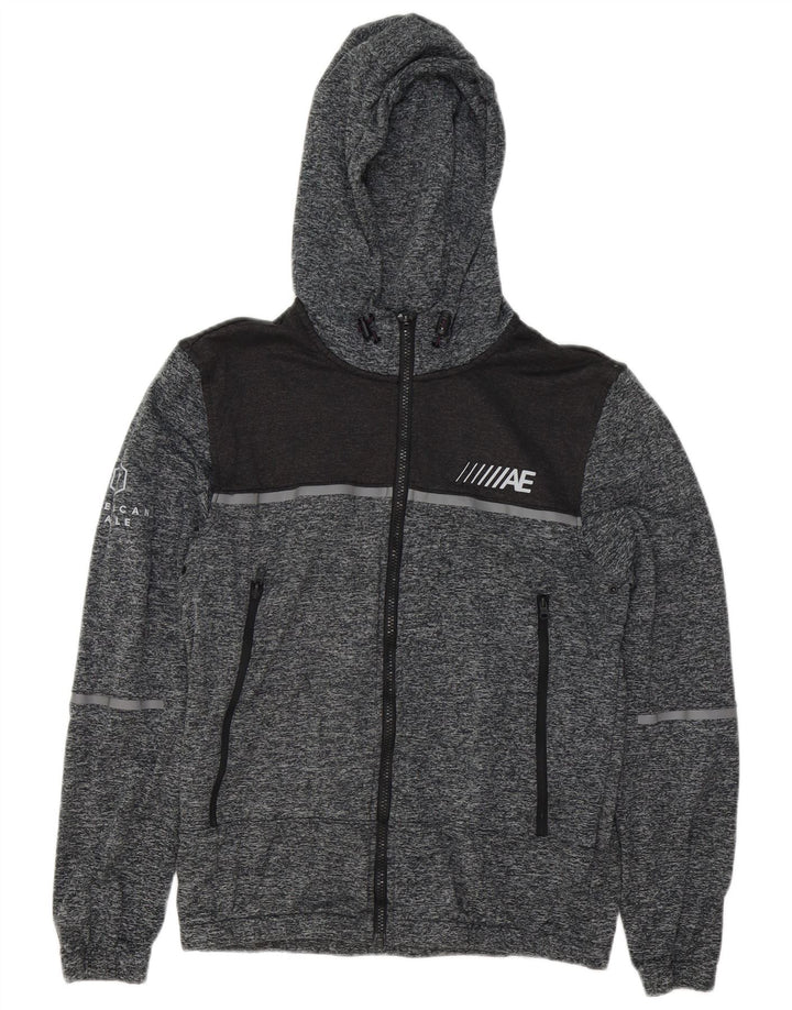 AMERICAN EAGLE, muška majica s kapuljačom s patentnim zatvaračem, mala, siva s pjegama