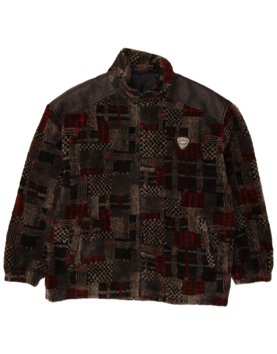 VINTAGE Muška jakna od flisa UK 44 2XL Siva patchwork