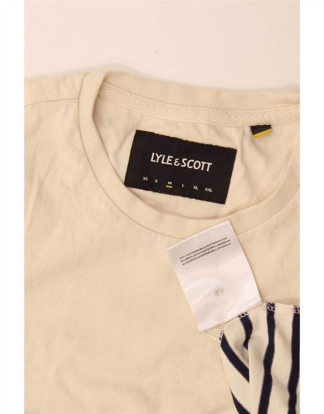 Muška majica kratkih rukava Lyle & Scott Srednje bež prugasti pamuk