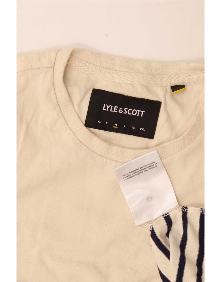 Muška majica kratkih rukava Lyle & Scott Srednje bež prugasti pamuk