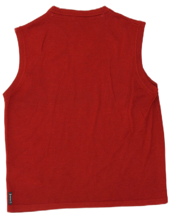 Armani Jeans Mens Vest Tank Top Medium Maroon Virgin Wool