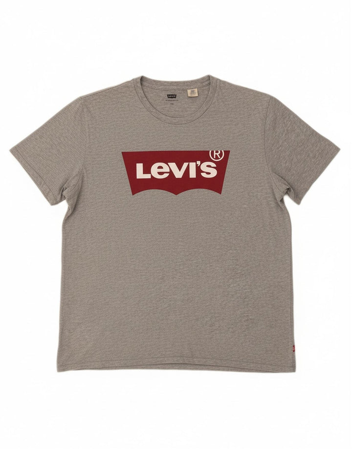 LEVI'S Mens Graphic T-Shirt Top 2XL Grey Cotton