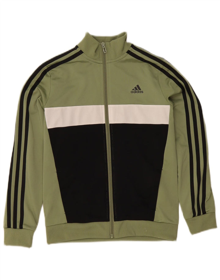 Adidas trenirka za dječake 9-10 godina kaki poliester u boji