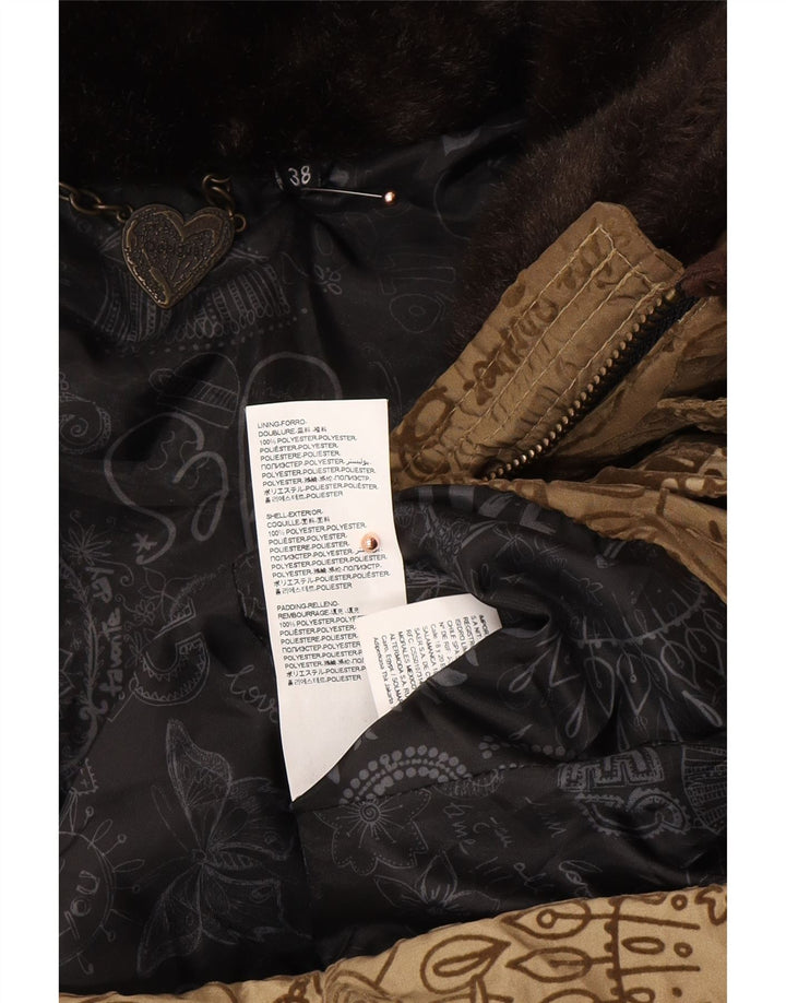 DESIGUAL Ženski podstavljeni kaput s abstraktnim uzorkom EU 38 srednje smeđe boje