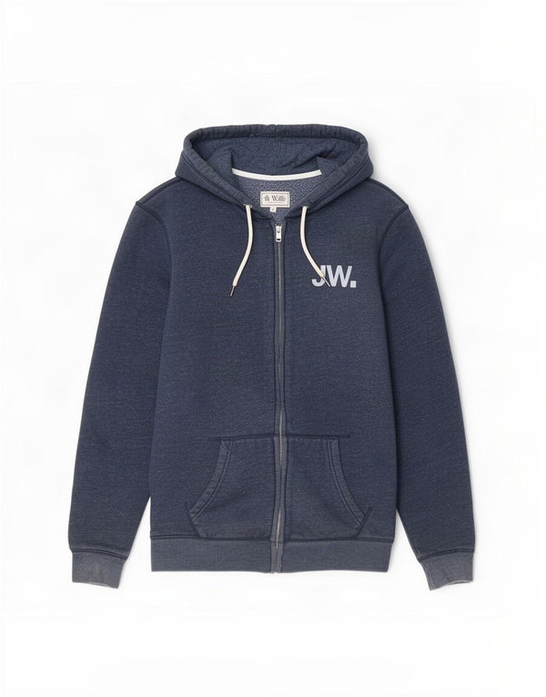 Jack Wills, muški pulover s kapuljačom s patentnim zatvaračem, srednje tamnoplavi pamuk