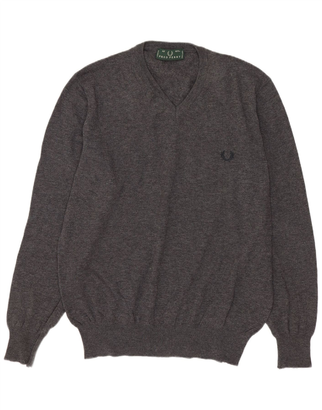 Srednje sivi vuneni muški džemper s V-izrezom Fred Perry