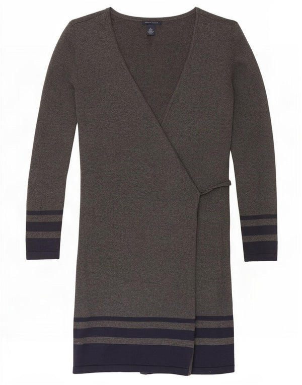 Tommy Hilfiger ženska pletena haljina na omot UK 6 XS siva pamuk na pruge