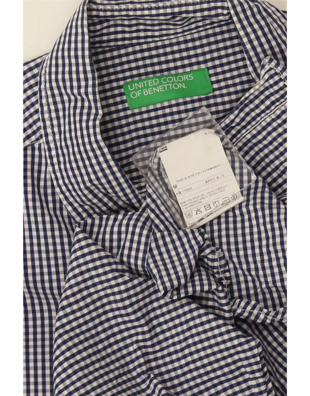 Benetton muška košulja srednje plave boje gingham pamuka