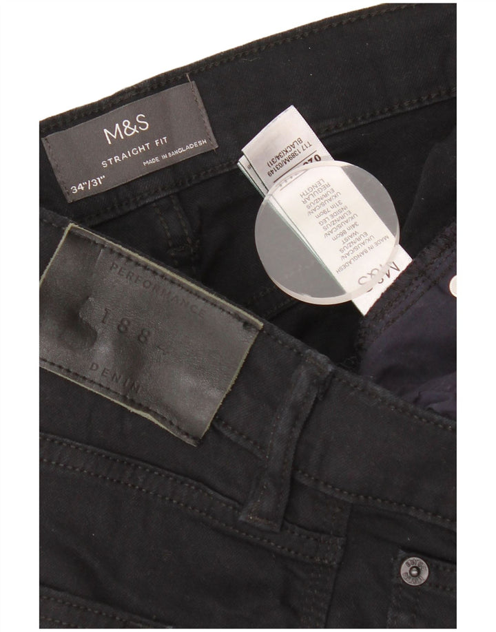 MARKS & SPENCER Muške ravne traperice W34 L31 crni pamuk