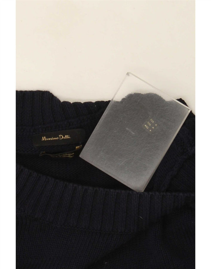 Srednje tamnoplavi muški džemper s okruglim izrezom Massimo Dutti