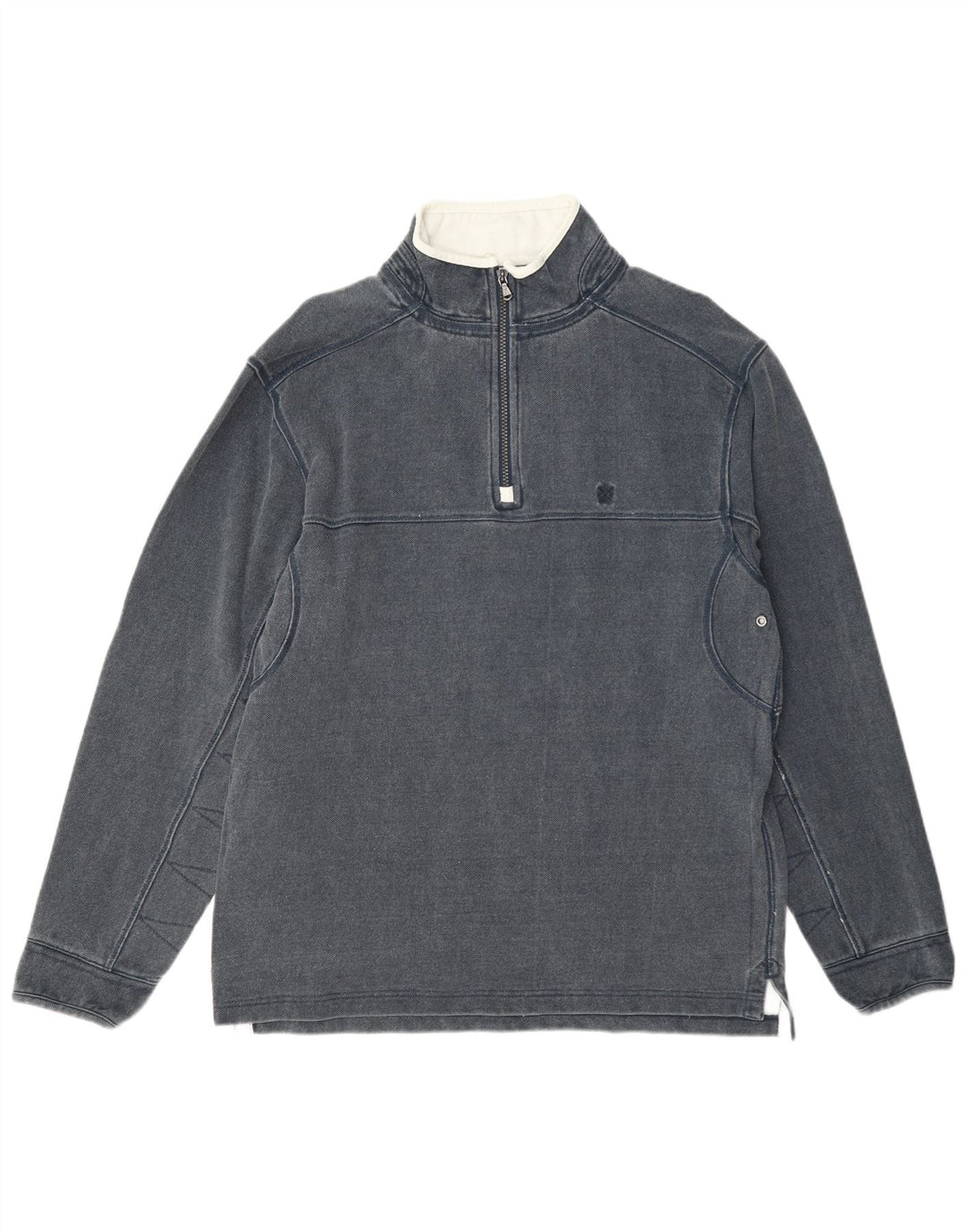 Crew Clothing Muška majica s izrezom s patentnim zatvaračem Srednje sivi pamuk